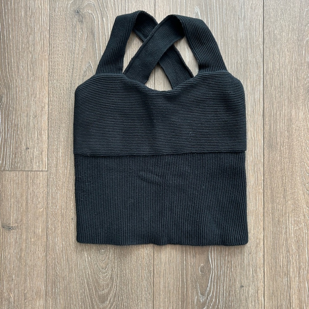 Abercrombie Ribbed Cross-Back Tank Top | Black | Size Medium | EUC